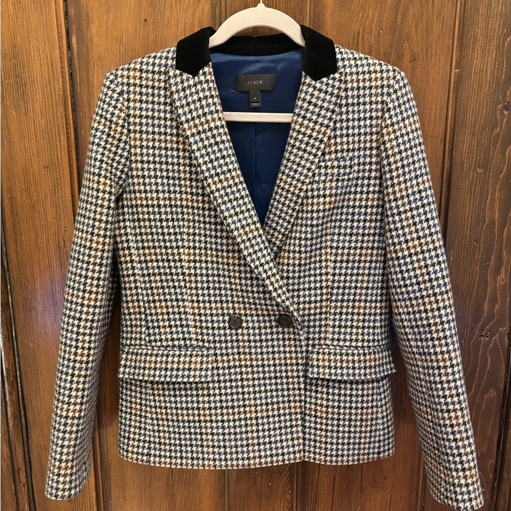 J. Crew Women's Houndstooth Blazer - Black and Tan